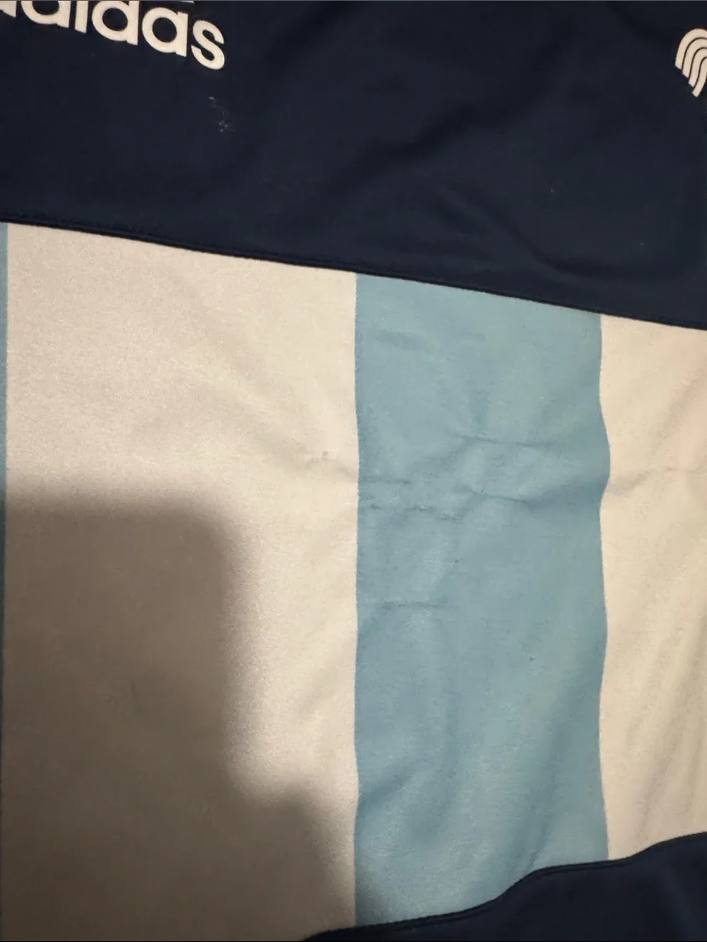adidas Men’s Navy Blue Soccer Jersey with Light Blue and White Accents